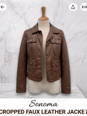 Sonoma Chocolate Faux Leather Jacket Like New! Size S